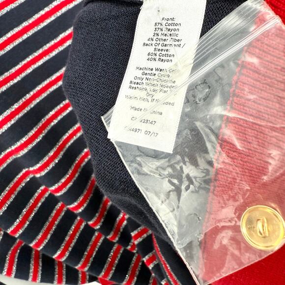 NEW NWT Talbots Plus Size 3X Nautical Knit Sweater Sparkle Crest Shirt Top - Picture 3 of 8